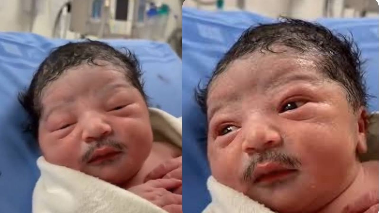 ¿Bebé con bigote? El video de un recién nacido que despertó curiosidad en redes sociales