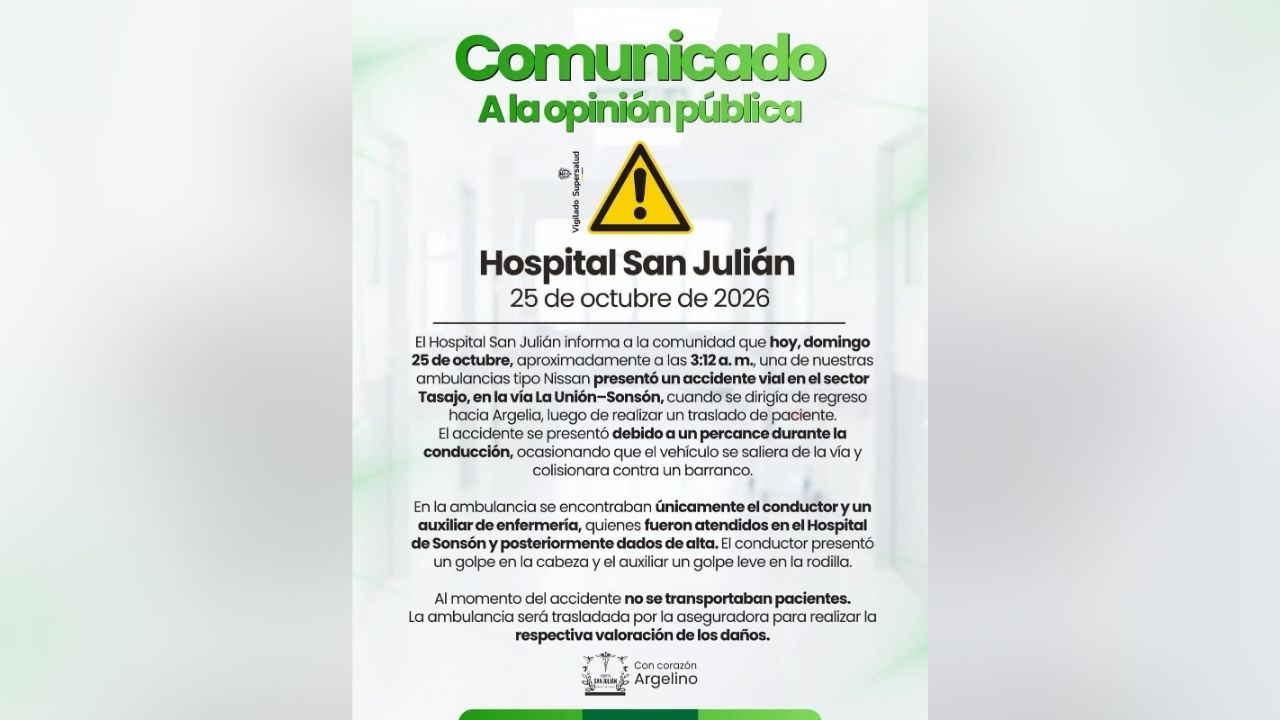 Ambulancia del Hospital de Argelia se accidentó en la vía La Unión–Sonsón 1 Ambulancia del Hospital de Argelia se accidentó en la vía La Unión–Sonsón