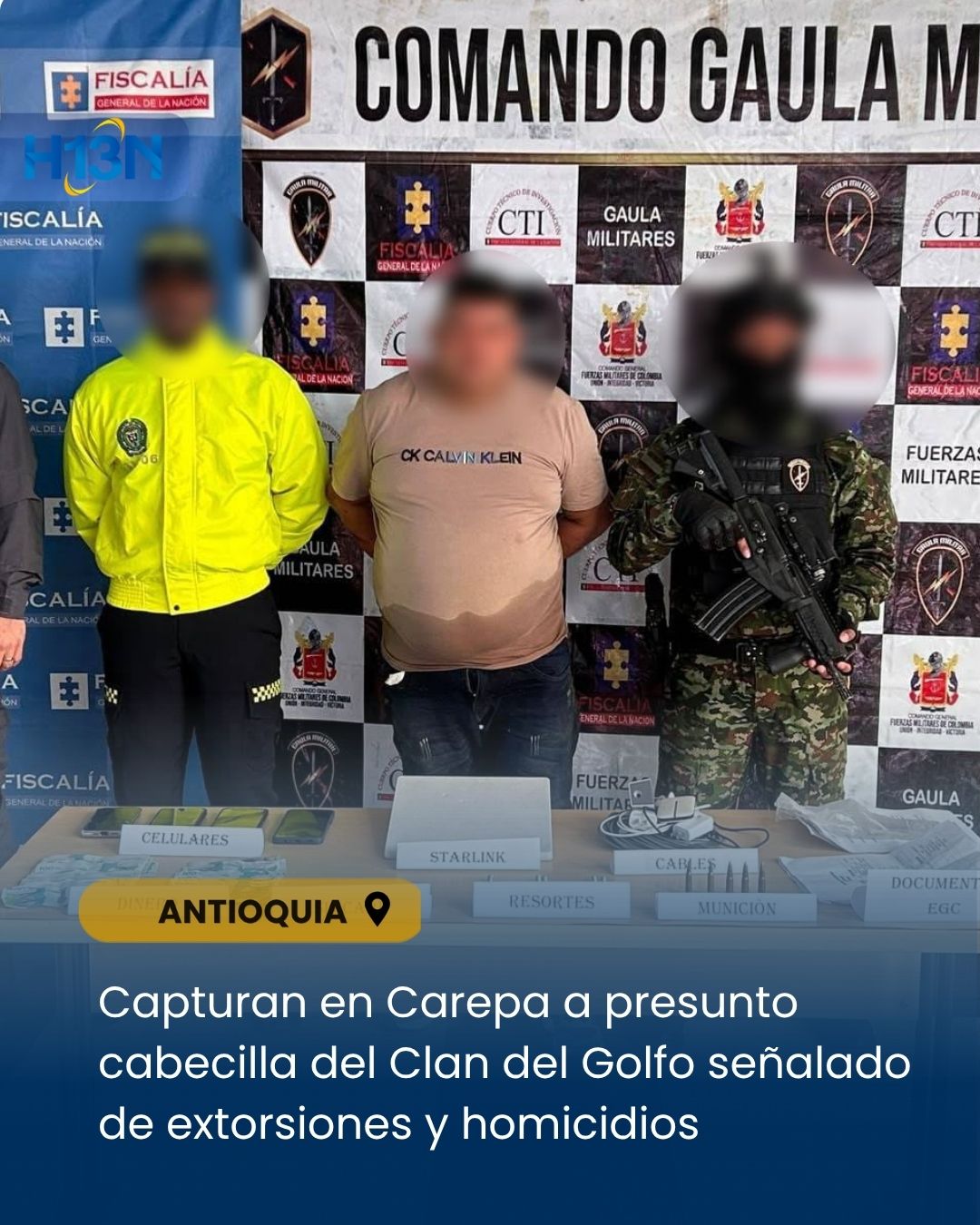 Capturan en Carepa a presunto cabecilla del Clan del Golfo señalado de extorsiones y homicidios