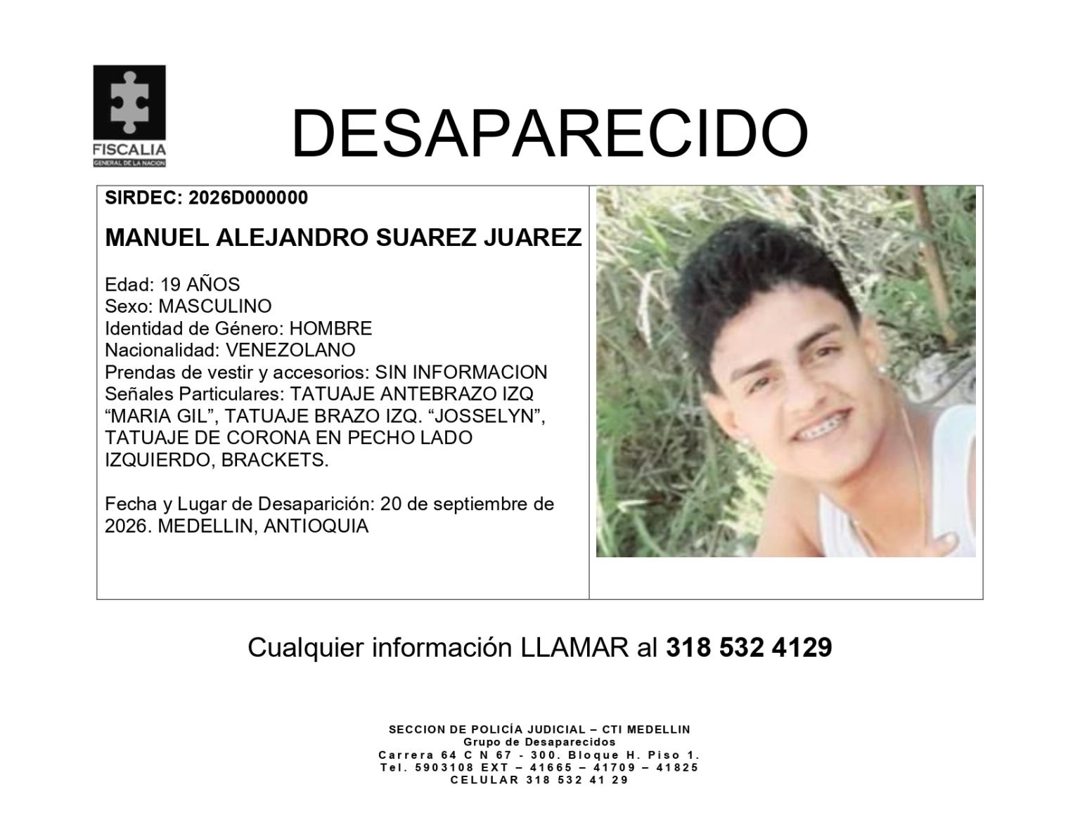 Buscan a Manuel Alejandro, desaparecido en Medellín: ¿Usted lo ha visto? 1 Buscan a Manuel Alejandro, desaparecido en Medellín: ¿Usted lo ha visto?
